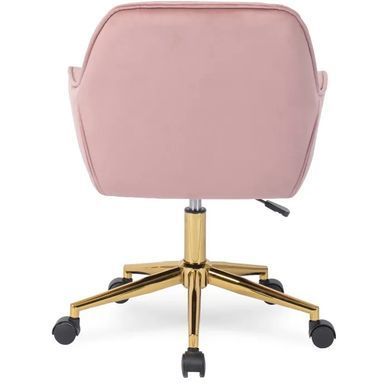Стілець офісний поворотний оксамитовий MEBEL ELITE MILAN Velvet Рожевий / Золотий жива фотографія