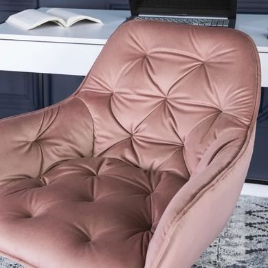 Стілець офісний поворотний оксамитовий MEBEL ELITE MILAN Velvet Рожевий / Золотий жива фотографія