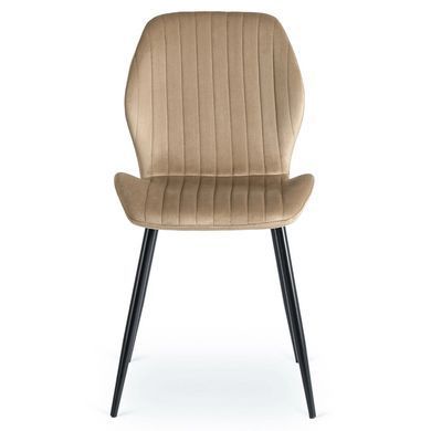 Комплект стол MEBEL ELITE GLOS 135х80 см Дуб Золотой / Черный +4 стула LILAC Беж реальная фотография