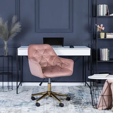 Стілець офісний поворотний оксамитовий MEBEL ELITE MILAN Velvet Рожевий / Золотий жива фотографія