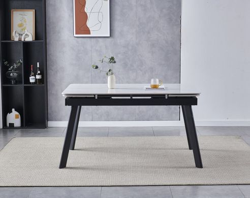 Стіл розкладний OSLO CERAMIC Intarsio 120(180)*80 Білий Глянець Чорний жива фотографія