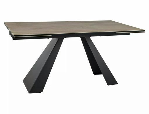Стол Обеденный SALVADORE CERAMIC BRĄZ SABBIA 160(240)X90 Signal Свет Коричневый Мат / Черный Мат реальная фотография