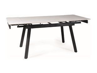 Стол Раскладной JOHN 150(210)x90 Signal Белый Мрамор / Черный Мат реальная фотография