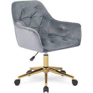 Стілець офісний поворотний оксамитовий MEBEL ELITE MILAN Velvet Сірий / Золотий жива фотографія