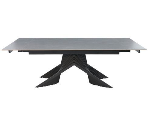 Раскладной стол ROSARIO CERAMIC Intarsio 160(220)*90 серый мат/черный каркас реальная фотография
