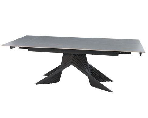Раскладной стол ROSARIO CERAMIC Intarsio 160(220)*90 серый мат/черный каркас реальная фотография