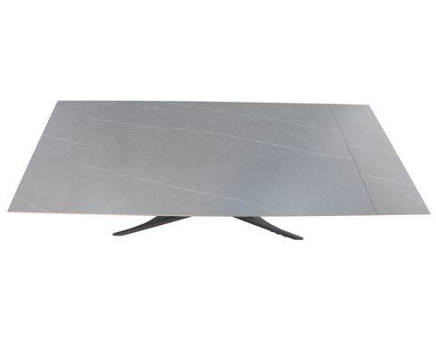 Раскладной стол ROSARIO CERAMIC Intarsio 160(220)*90 серый мат/черный каркас реальная фотография