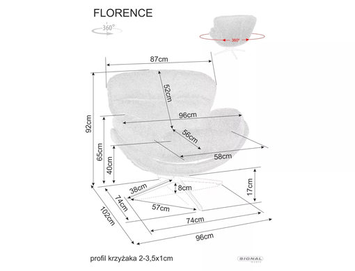 Крісло FLORENCE RAVEN Signal Сірий жива фотографія