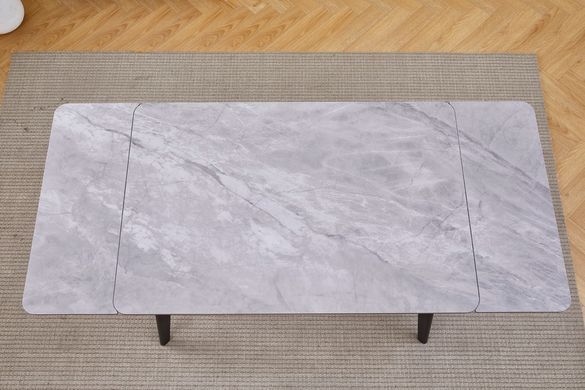 Стол раскладной OSLO CERAMIC Intarsio 120(180)*80 Серый Глянец Черный реальная фотография