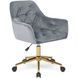 Стул офисный поворотный бархатный MEBEL ELITE MILAN Velvet Серый / Золотой реальная фотография