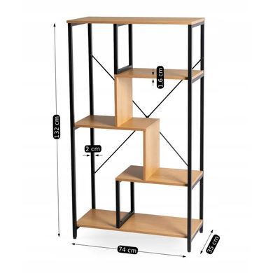 Стелаж MEBEL ELITE TIM Золотий дуб / Чорний жива фотографія