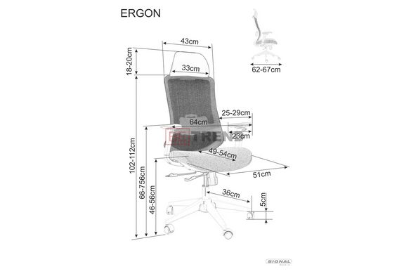Комп'ютерне крісло ERGON Signal Сірий жива фотографія