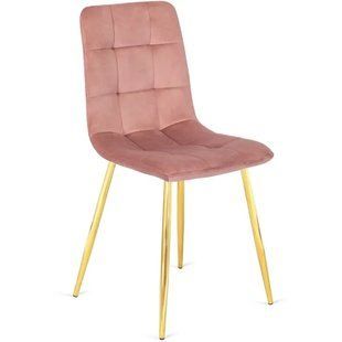 Стул бархатный MEBEL ELITE YORK Velvet, Розовый / Золотой реальная фотография