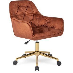 Стілець офісний поворотний оксамитовий MEBEL ELITE MILAN Velvet, Червоний / Золотий жива фотографія