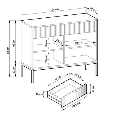 Комод Perfect Home Новая/Nova 2-дверный с 2 ​​ящиками и золотыми ножками KSZ104 Серый реальная фотография