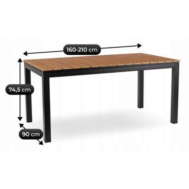 Стіл Розкладний обідній ARGOS MEBEL ELITE 160(260)х90 Дуб/чорний жива фотографія