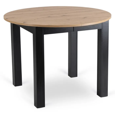 Комплект стол раскладной MEBEL ELITE HARRY 102(142)х102 см Дуб Артизан/ Черный +6 стула DALVIN черная экокожа реальная фотография