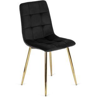 Стул бархатный MEBEL ELITE YORK Velvet, Черный / Золотой реальная фотография