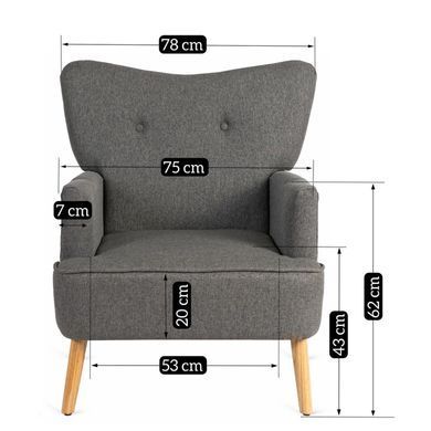 Кресло мягкое BUNNY MEBEL ELITE ткань Темно-серый