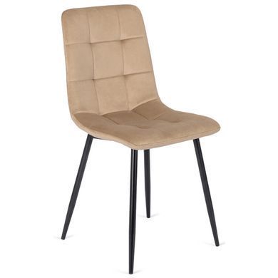 Комплект стіл розкладний MEBEL ELITE HARRY 102(142)х102 см Дуб Артизан/ Чорний +6 стільці PERU Беж жива фотографія