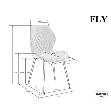 Стул FLY Velvet Intarsio черный каркас/серый реальная фотография