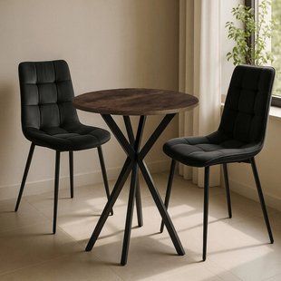 Стол MEBEL ELITE LAUREN 60X60 Дуб рустик/ черный реальная фотография