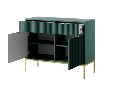 Комод Perfect Home Нова / Nova 2-дверний з 2 шухлядами і золотими ніжками KSZ104 Лабрадор жива фотографія