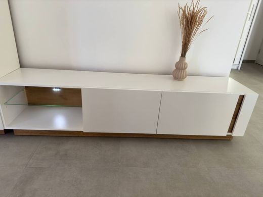 Тумба під телевізор Perfect Home Арко / Arco 2-дверна 2D/187 Білий глянець/дуб грандсон жива фотографія