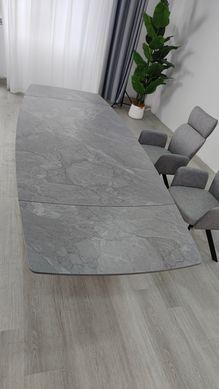 Стіл розкладний GREYSON CERAMIC Intarsio 160(240)*90 сірий мат/чорний жива фотографія