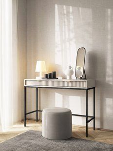 Стіл туалетний Perfect Home Нова / Nova з 2 шухлядами та чорними ніжками T104 Кашемір жива фотографія