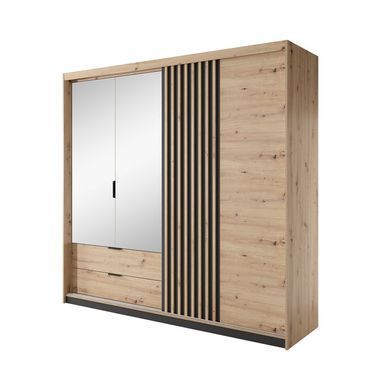 Шкаф полукупе Perfect Home Талли / Tally 4-дверный с зеркалом 4D2S/220 Дуб артизан/антрацит реальная фотография