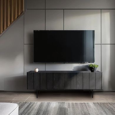 ТВ Тумба MEBEL ELITE BERGAMO 160 Черный реальная фотография