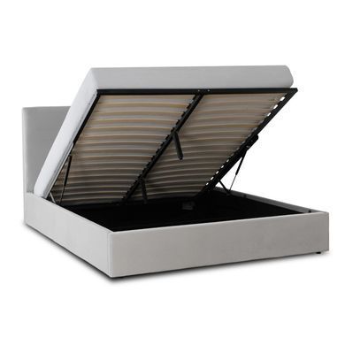 Ліжко двоспальне MEBEL ELITE MARSYLIA Velvet 180x200 см Сірий жива фотографія