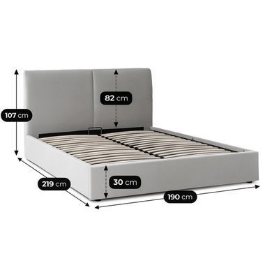 Ліжко двоспальне MEBEL ELITE MARSYLIA Velvet 180x200 см Сірий жива фотографія