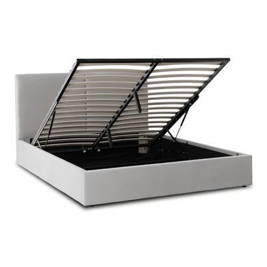 Ліжко двоспальне MEBEL ELITE MARSYLIA Velvet 180x200 см Сірий жива фотографія