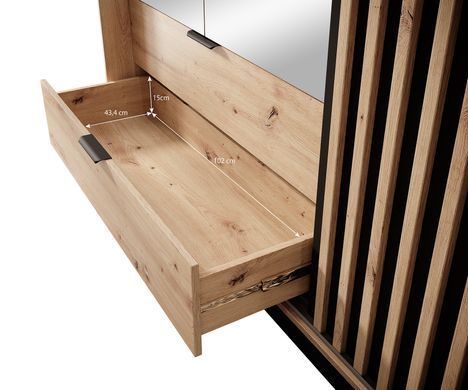 Шкаф полукупе Perfect Home Талли / Tally 4-дверный с зеркалом 4D2S/220 Дуб артизан/антрацит реальная фотография