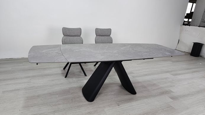 Стіл розкладний GREYSON CERAMIC Intarsio 160(240)*90 сірий мат/чорний жива фотографія