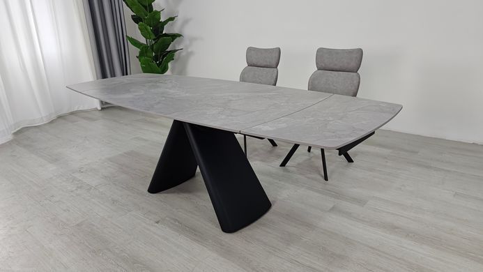 Стіл розкладний GREYSON CERAMIC Intarsio 160(240)*90 сірий мат/чорний жива фотографія