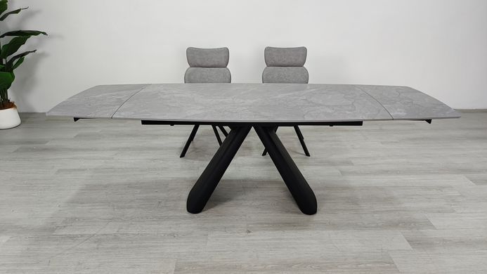 Стіл розкладний GREYSON CERAMIC Intarsio 160(240)*90 сірий мат/чорний жива фотографія