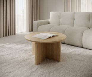 Стол журнальный Perfect Home Набу / Nabu 90x90 круглый Дуб масляный реальная фотография