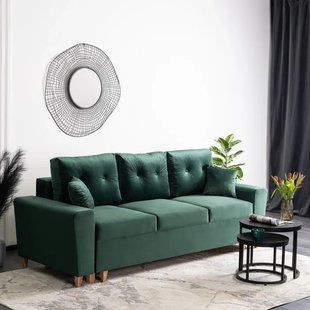 Диван 3-х місний оксамитовий MEBEL ELITE EMIL Velvet 230 см Зелений жива фотографія