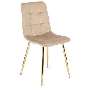 Стілець оксамитовий MEBEL ELITE YORK Velvet, Кремовий / Золотий жива фотографія