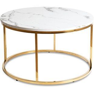 Журнальний столик CLIFF MAX MEBEL ELITE 80x80 Білий мармур жива фотографія