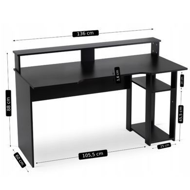 Письменный стол MEBEL ELITE RED 136 см Черный реальная фотография