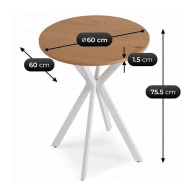 Стол MEBEL ELITE LAUREN 60X60 Дуб золотой/белый реальная фотография
