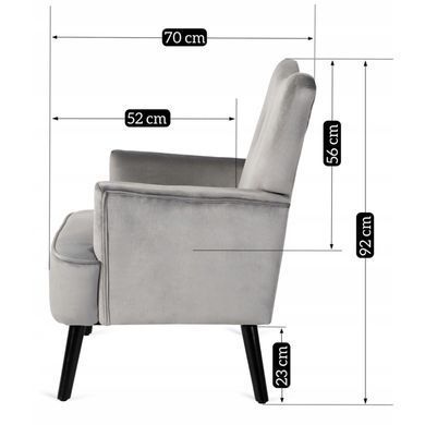 Крісло м'яке BUNNY Velvet MEBEL ELITE Сірий