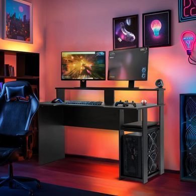 Письменный стол MEBEL ELITE RED 136 см Черный реальная фотография