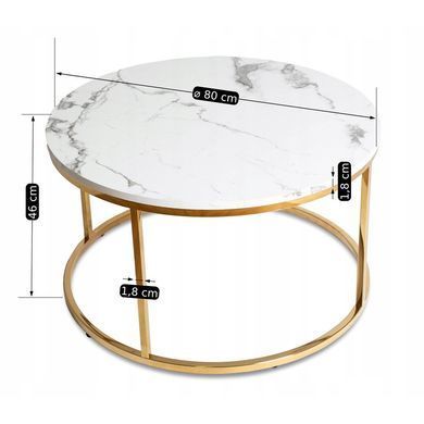 Журнальный столик CLIFF MAX MEBEL ELITE 80x80 Белый мрамор реальная фотография
