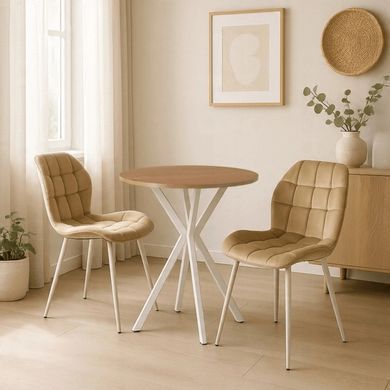 Стол MEBEL ELITE LAUREN 60X60 Дуб золотой/белый реальная фотография
