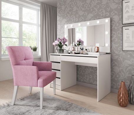 Стіл туалетний письмовий Perfect Home Ада / Ada 5S/120 з 5 шухядами Білий глянець жива фотографія